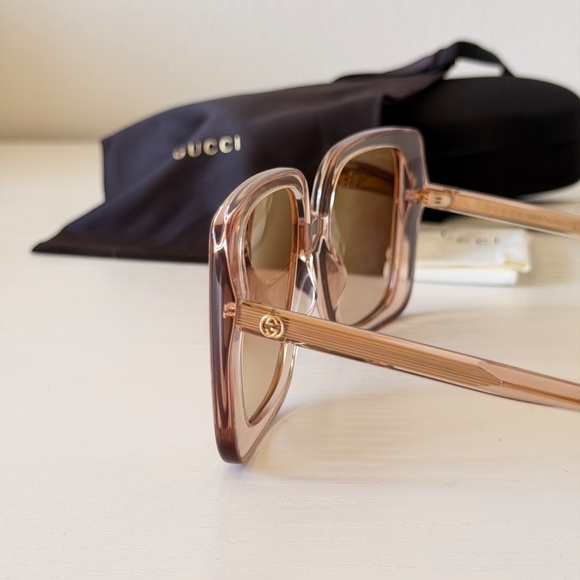 New, Gucci Sunglasses GG1314S 005, Nude Frame, Lightly Mirrored, Authentic main image 6